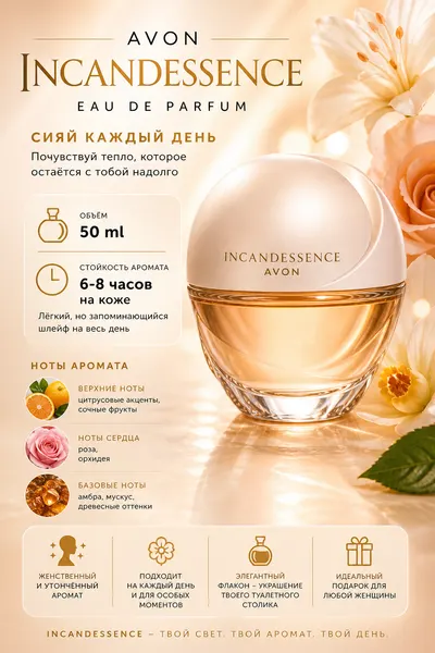 Парфюмированная вода Incand, женская, восточная, флакон-рефилл, ноты: жасмин, флердоранж, лаванда
