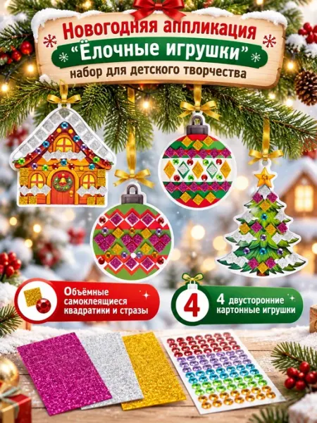 Набор для творчества "Аппликация. Ёлочные игрушки" ДЕСЯТОЕ КОРОЛЕВСТВО