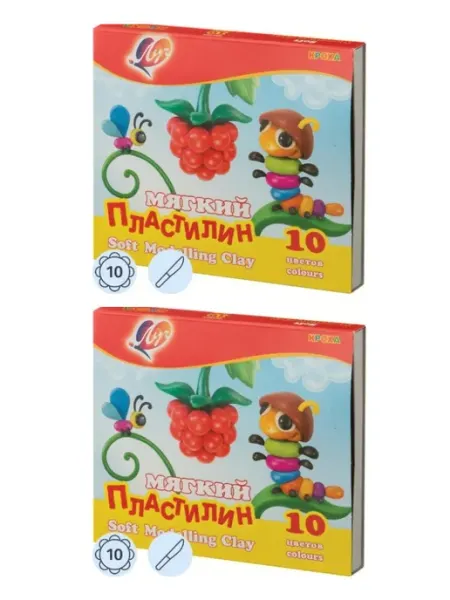 Пластилин восковой Кроха, 10 цв, 150 гр, 2 шт Луч (канцтовары)