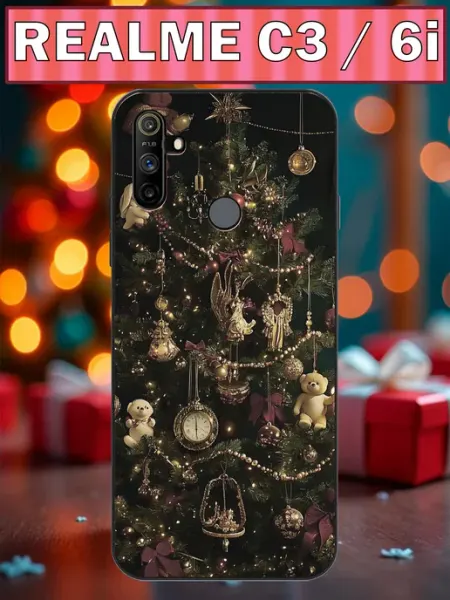 Чехол на Realme C3 новогодняя елка iNCoverCase