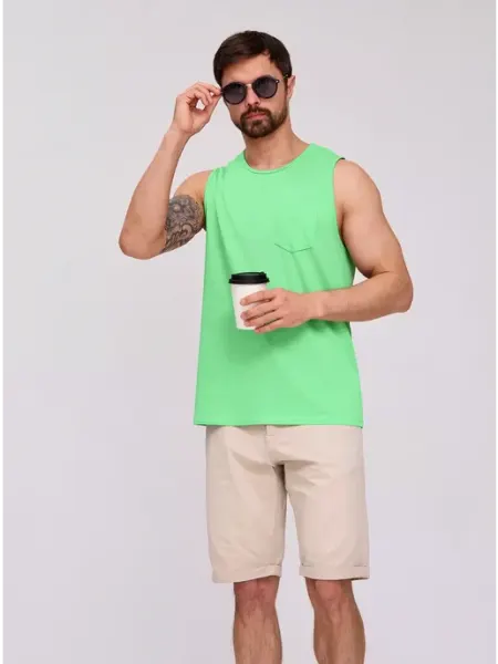 STREET INDUSTRIES Майка мужская в спортзал хлопок с карманом