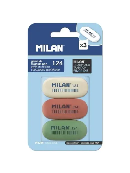 Ластик каучук, 3 штуки в блистере (BMM9203) MILAN