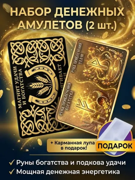 Монетница в кошелек талисман оберег набор 2 шт лупа
