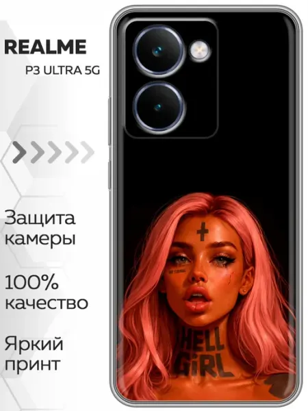 Чехол на Realme P3 Ultra тату девушка Marketclub