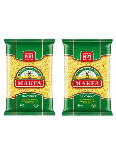 Макаронные изделия вермишель паутинка, 2 уп по 400 г Makfa