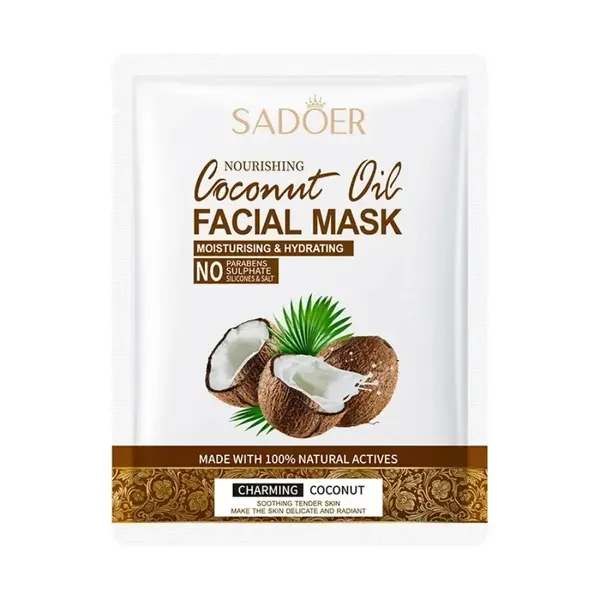 Nourishing COCONUT OIL Facial Mask, Sadoer (кокосовое масло питающая и увлажняющая тканевая маска для лица), 25 мл.