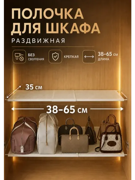 Полка на полке Полка для шкафа, кухни, кладовой, 1 шт