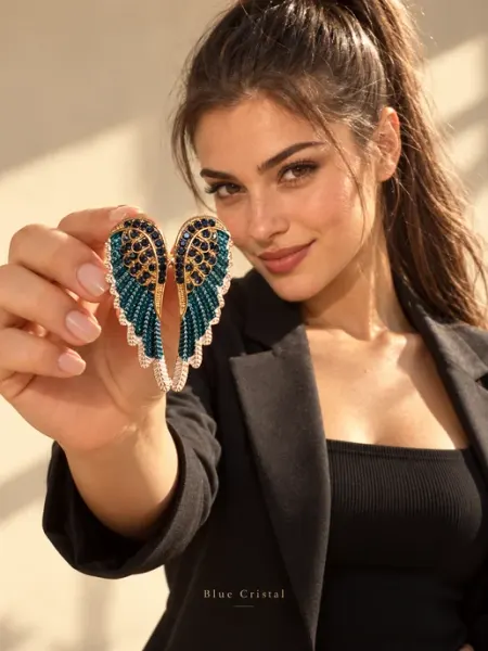 Брошь оригинальная стильная Blue Cristal