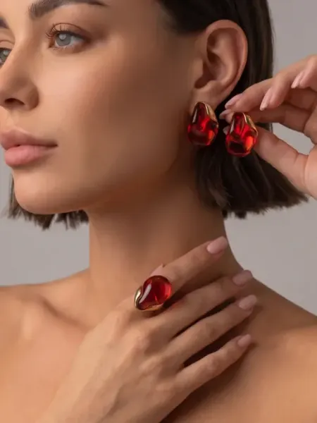 Набор серьги кольцо массивное LOLUBERRY