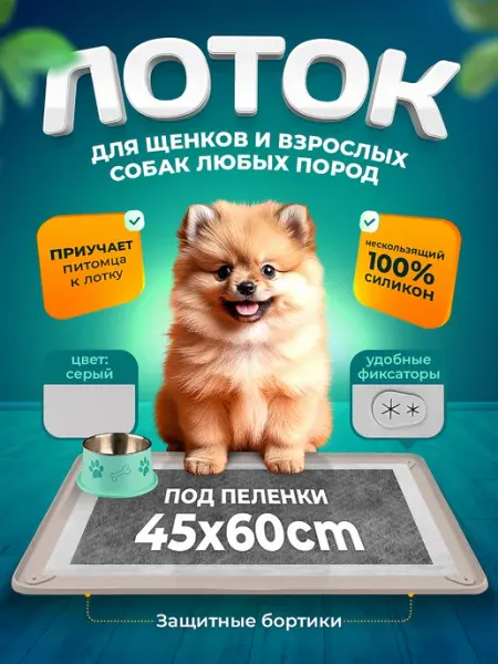 Силиконовый лоток для собак под пеленку 45х60 туалет коврик EVIRNES