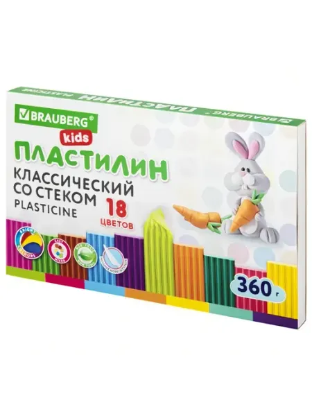 Пластилин 18 цветов 360г Kids Brauberg