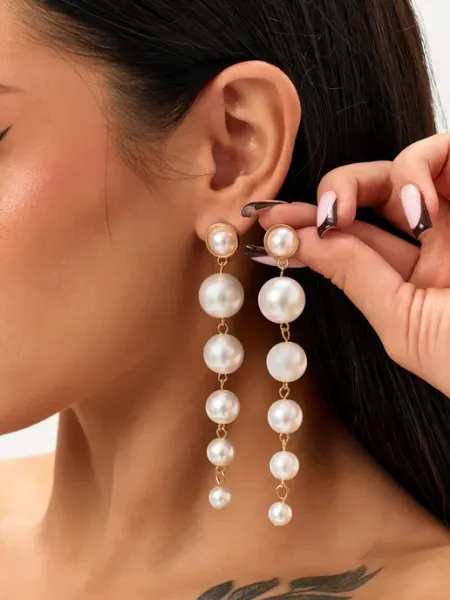 Серьги длинные висячие жемчуг Beauty in details