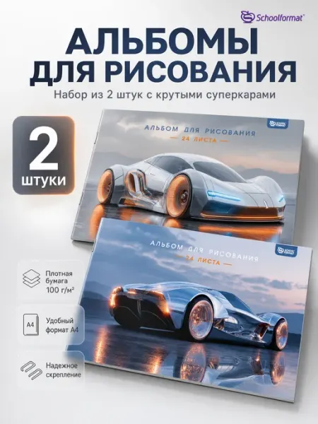 Альбом для рисования 24 листа А4 набор 2 штуки для мальчика Schoolformat