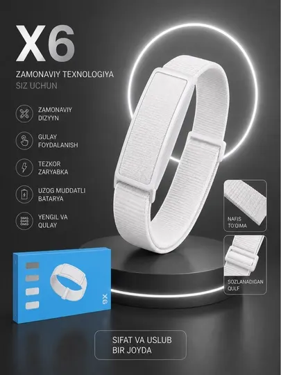Фитнес-браслет G.L. Wear X6 пульс, анализ сна и спорта, влагозащита IP68
