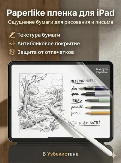 Плёнка Paperlike для iPad с текстурой бумаги, для рисования и письма