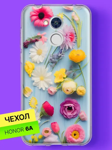 Чехол на 6A с принтом Букет на голубом фоне HONOR