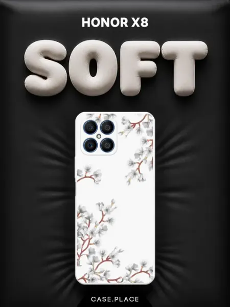 Чехол на Honor X8 сакура белый Case Place
