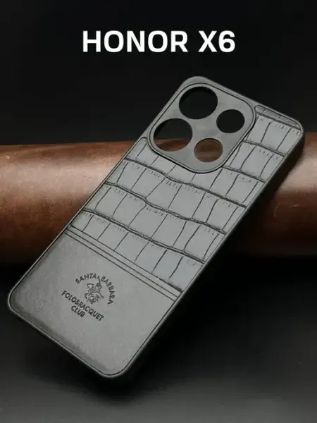 Чехол накладка на Honor X6 под кожу черный AksPhone