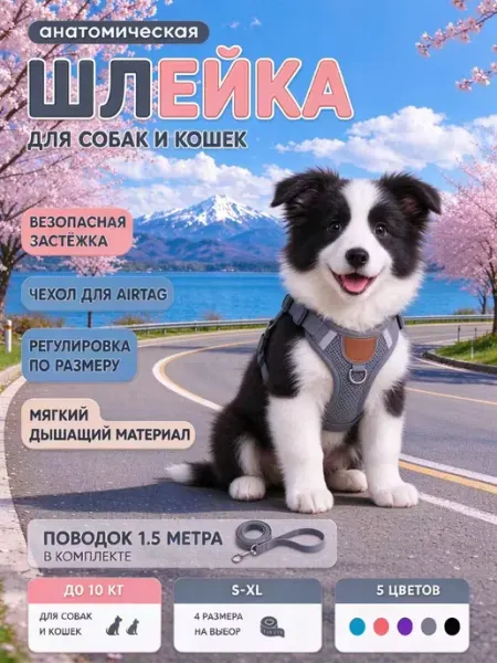 Шлейка для маленьких собак с карманом для трекера 三豆