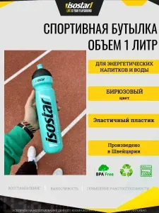 Бутылка спортивная для воды Фитнес Isostar, 1000 мл, Бирюза