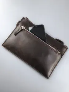 Сумка планшет мужская из натуральной кожи, коричневый мужской клатч