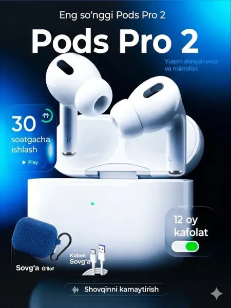 Беспроводные Наушники Apple AirPods Pro2 сенсорное управление, активное шумоподавлениe "Чехол — в подарок"