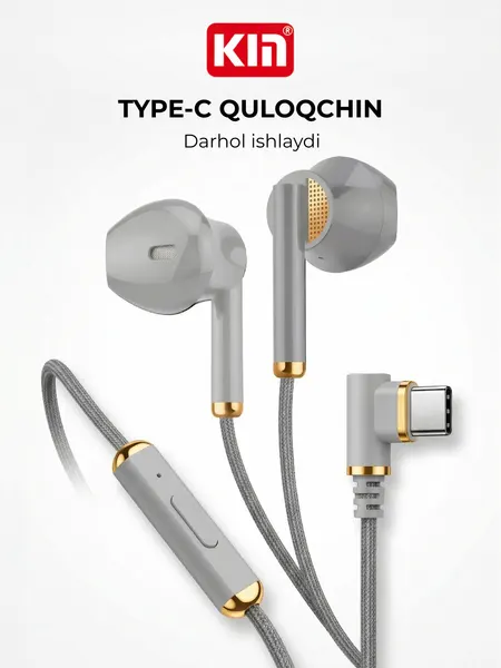 Наушники KIN "K822C", с микрофоном, AMT, влагозащищенные, USB Type-C