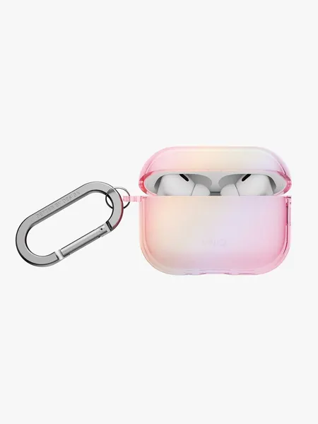 Uniq чехол для Airpods Pro 3, Iridescia (holographic) с карабином, Pink Prism