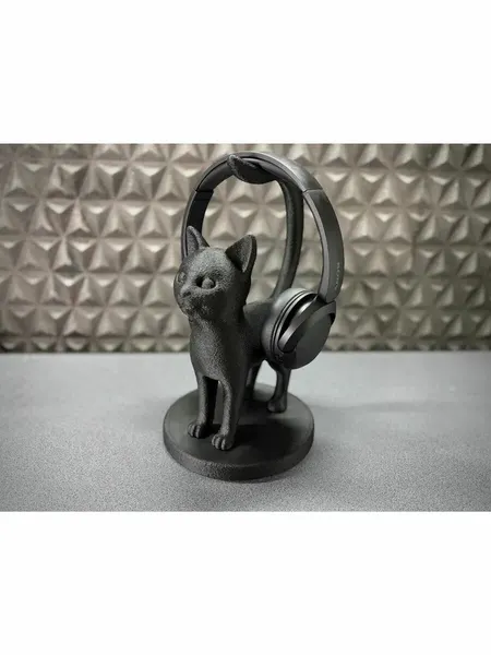 Подставка для наушников "Чёрный Кот" 3D печать из пластика
