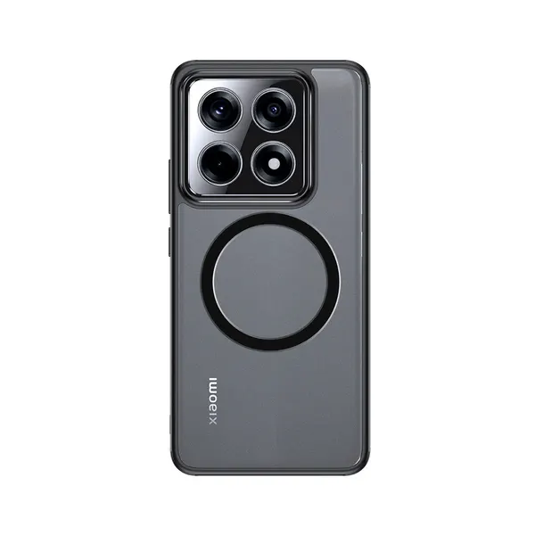 Чехол с Магсейф Xiaomi 14T Pro прозрачный матовый с черным бортом WLONS