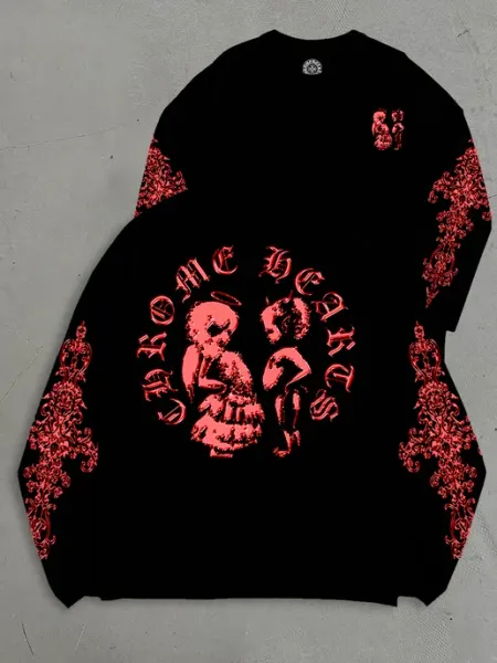 Лонгслив оверсайз chrome hearts с принтом sk8 LAMBA