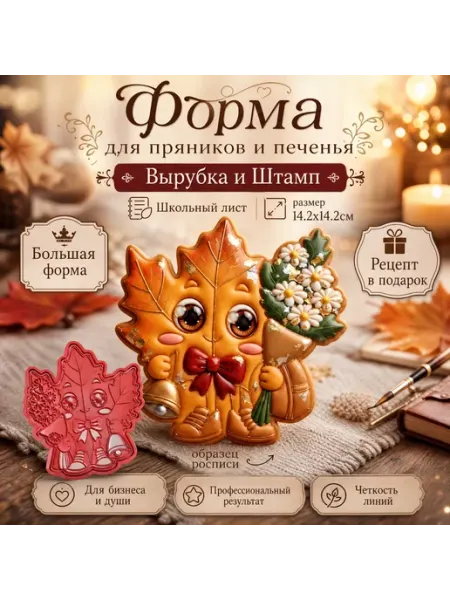 Форма для печенья листок на 1 сентября