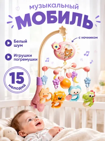 Мобиль в кроватку с проектором новорожденным дом Lulumi