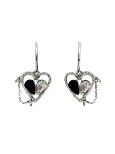 Серьги Корея сердечки и цепочки с камнями гвоздики бижутерия be self true jewel