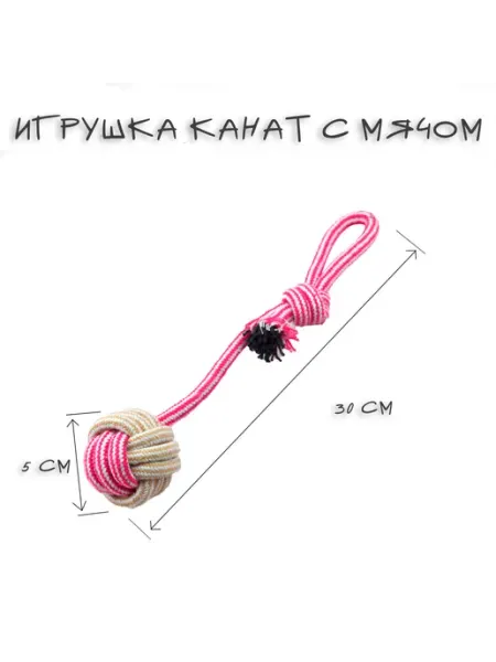 Игрушка канат с мячом розовая Dream Team
