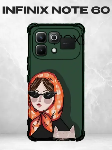 Чехол на Infinix Note 60 с принтом Бабушка и кот PRINTberries