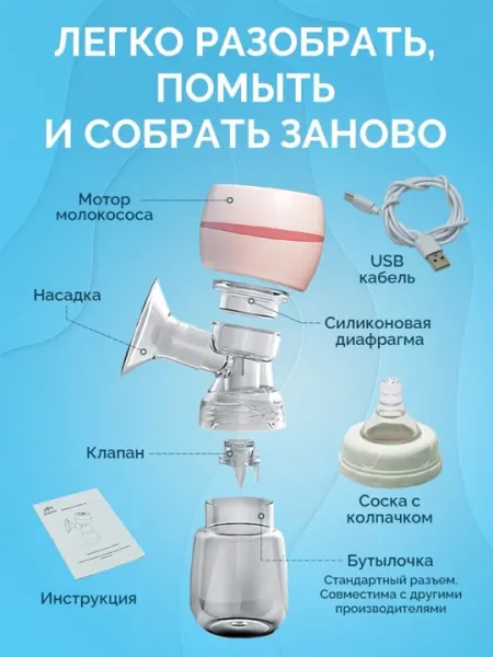 Rabito электрический молокоотсос, молокосос, малокосос, прибор для сцеживания молока - Пластыри и вкладыши для груди