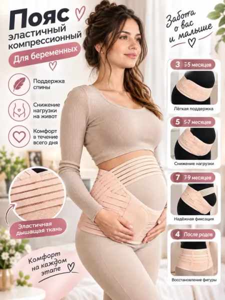 Эластичный бандаж-пояс для беременных, поддержка живота и поясницы - Бандажи для беременных