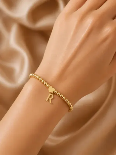 Женский браслет с буквой R и сердечком Abc Gifts