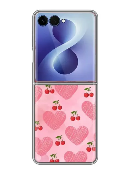 Чехол на Samsung Galaxy Z Flip 8 Сердечки и вишенки inThisCase