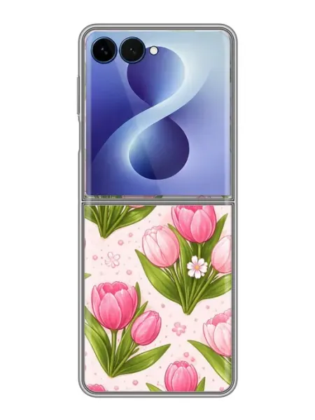 Чехол на Samsung Galaxy Z Flip 8 с принтом Тюльпаны паттерн KissMyCase