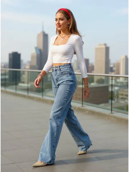 Papa Jeans Джинсы прямые широкие трубы с высокой посадкой