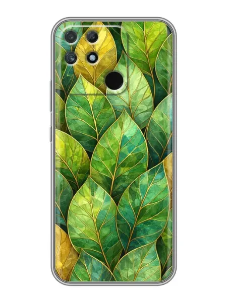 Чехол на Realme Narzo 50A женский с листьями ChesnoCase