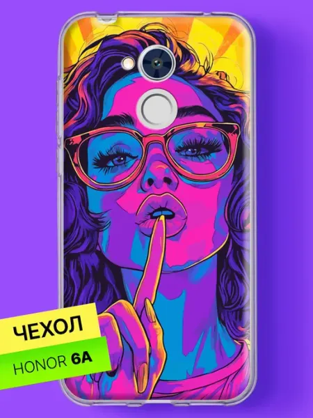 Чехол на 6A с принтом Девушка в неоне HONOR