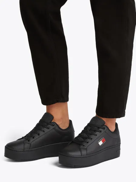 TOMMY JEANS Кеды кожаные на высокой платформе