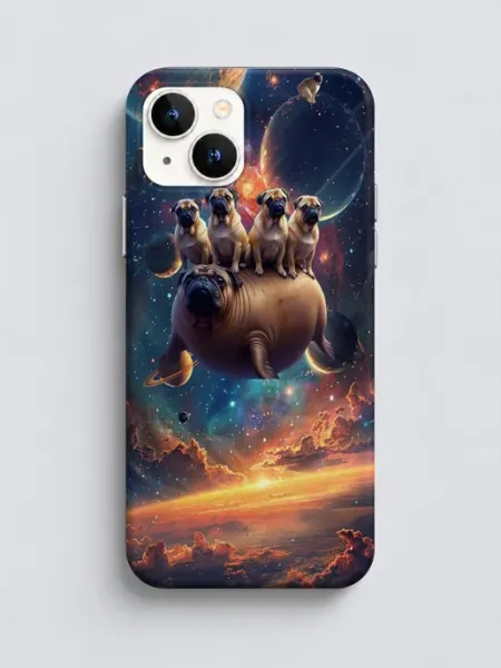 Чехол iPhone 14 Мопсы в Y2K Indie Sleaze
