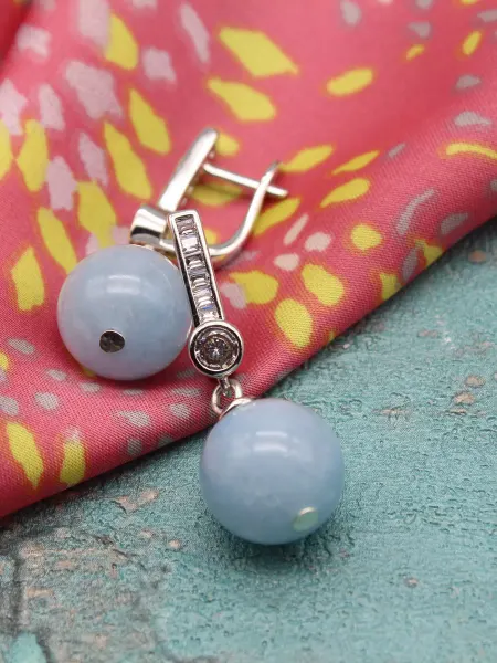 TE jewelry Серьги с голубым натуральным камнем "Лакрес"