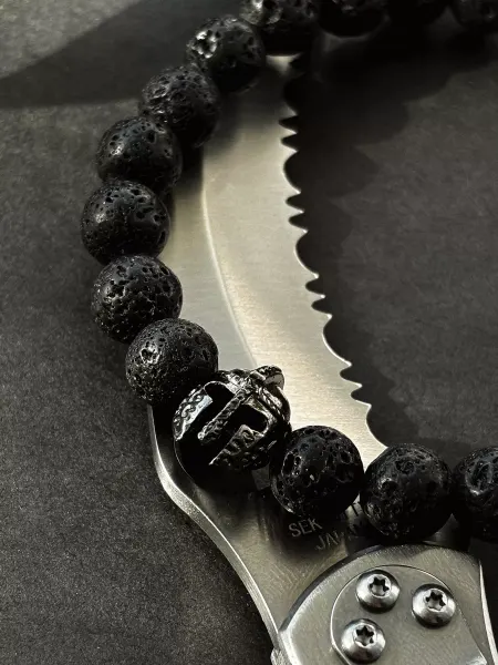 I AM JEWELRY Мужской браслет из вулканической лавы воин спартанец шлем