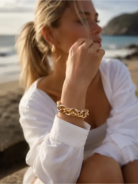 AV Jewelry Store Массивный широкий объемный браслет на руку цепочка