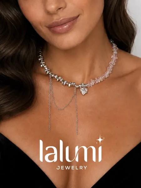 LALUMI jewelry Многослойный чокер колье с кристаллом сердце y2k